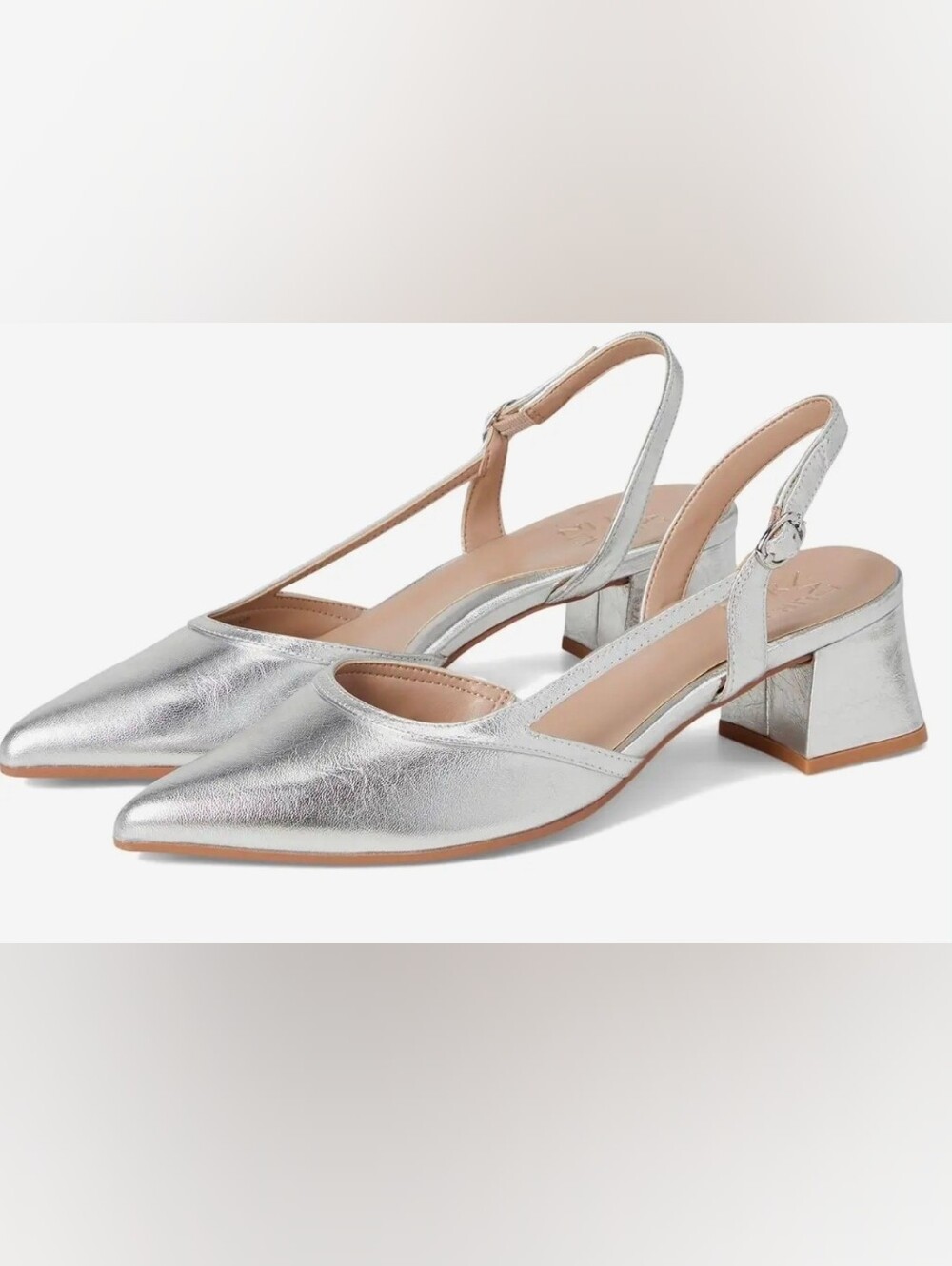 Naturalizer MILA Metallic T-Strap Heels in Silver, 6W